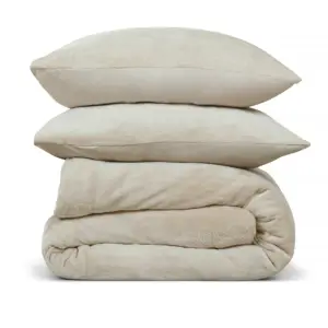 Dekbedovertrek Flanel Fleece – 100% zacht materiaal – 140×220 – licht beige bij Phlox Textiel
