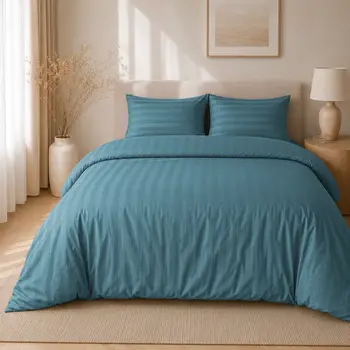 Dekbedovertrek Hotellinnen Blauw | 27mm Streep bij Fine2Sleep