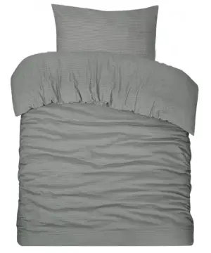 Dekbedovertrek Seersucker – 100% katoen – 140×200/220 – antraciet bij DoubleDry