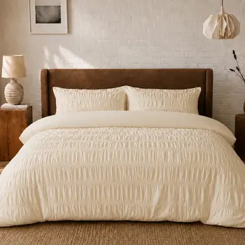 Dekbedovertrek Seersucker Creme bij Fine2Sleep