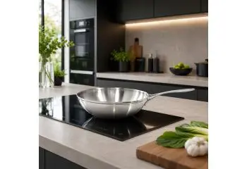 Demeyere Wok Industry 5 wok vlakke bodem 30 cm bij Kookshop de Pepermolen