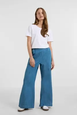 denim wide leg broek blauw bij Wehkamp