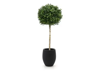 Designplants/Luca Lifestyle Buxus bol kunstboom (h:110cm) met Grigio Tall Balloon bloempot bij Kees Smit Tuinmeubelen