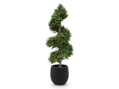Designplants/Luca Lifestyle Buxus spiraal kunstboom (h:140cm) met Grigio Balloon bloempot bij Kees Smit Tuinmeubelen