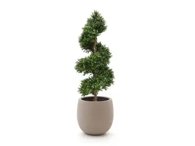 Designplants/Luca Lifestyle Buxus spiraal kunstboom (h:140cm) met Terreno Tall Balloon bloempot bij Kees Smit Tuinmeubelen
