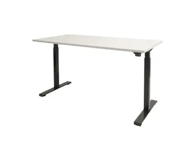 Dextro Basic Zit-sta Bureau Elektrisch 180x80 Krijtwit 25mm Zwart bij DiscountOffice.nl