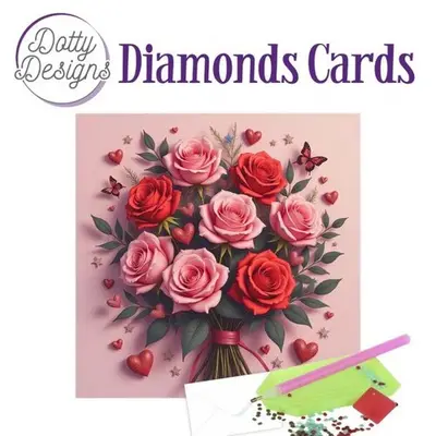 Diamond Painting Kaart Pink Forever Love Rose bij Art en Hobby