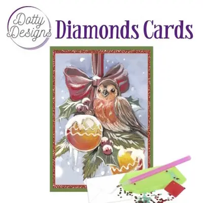 Diamond Painting Kerstkaart Bird With Christmas Ornaments bij Art en Hobby