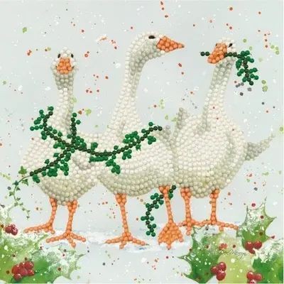 Diamond Painting Kerstkaart Christmas Geese 18 x 18 cm bij Art en Hobby
