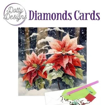 Diamond Painting Kerstkaart Poinsettia bij Art en Hobby