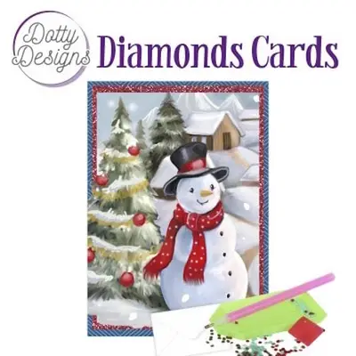 Diamond Painting Kerstkaart Snowman In A Christmas Village bij Art en Hobby