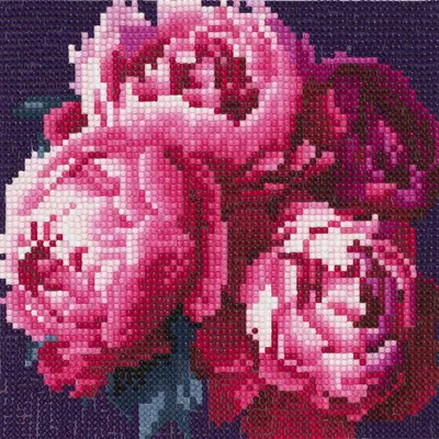 Diamond painting kit - 20x20 cm - pioenrozen bij Pipoos