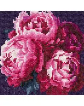 Diamond painting kit - 20x20 cm - pioenrozen bij Pipoos