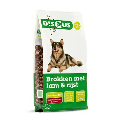Discus Lam & Rijst Brokken Hondenvoer 2 kg bij Discus