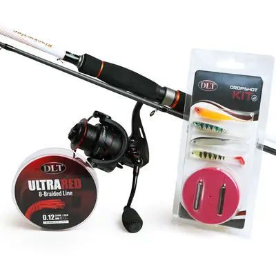 DLT Dropshot hengel Set compleet - 7-32gr - Roofvisset - incl Kunstaas bij Raven Hengelsport