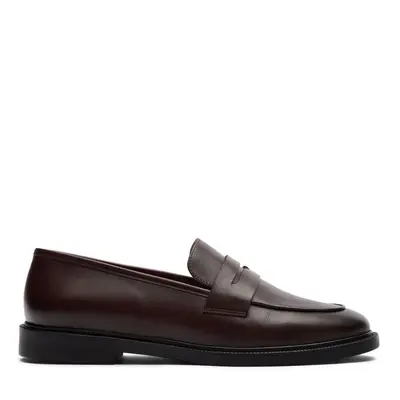 Donkerbruine leren loafers bij Sacha