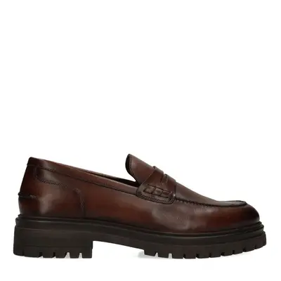 Donkerbruine leren loafers bij Manfield