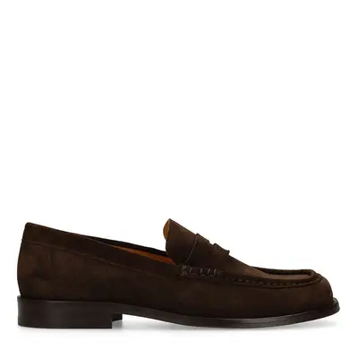Donkerbruine suède loafers bij Manfield