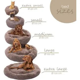 Donut hondenmand beige – ronde pluche hondenmand bij VoerOnline