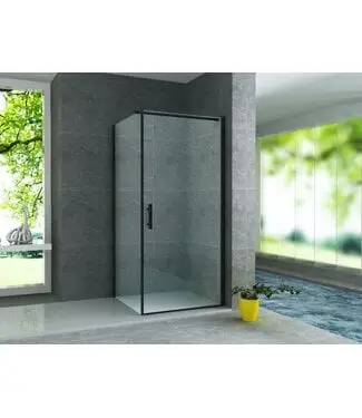 Douchecabine Galonero 90x90 Mat Zwart Draaideur 6mm Veiligheidsglas Anti-kalk 190cm bij Sani4Comfort