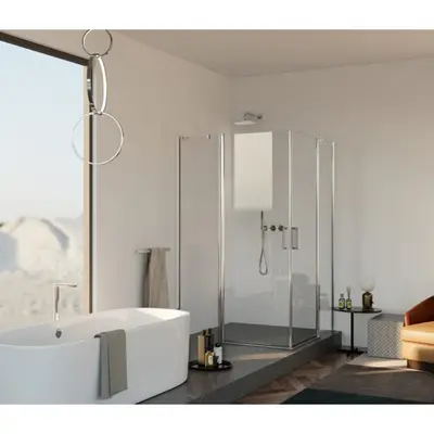 Douchecabine met draaideur 80x80x195cm serie Marco chroom 6mm Nano veiligheidsglas bij Voordelig Design Sanitair
