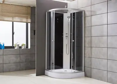 Douchecabine SaniSupreme® AquaPlus 80 x 80 x 200 cm kwartrond incl douchebak en regendouche, handdouche bij SaniSupreme