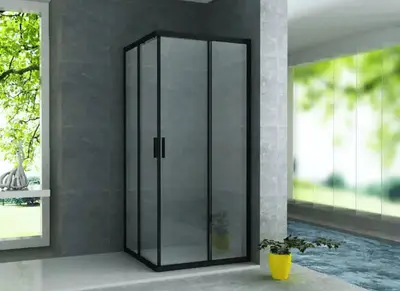 Douchecabine SaniSupreme Douchecabine Aloni 90 x 90 x 195 cm helder/ matzwart schuifdeur bij SaniSupreme