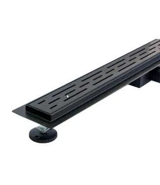 Douchedrain zwart mat RVS douchegoot Noir 70cm met uitneembaar sifon verstelbare draaipoten bij Sani4Comfort