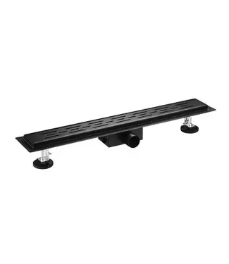 Douchegoot Zwart 70 cm compleet met Flens Uitneembaar Sifon + uitneembaar haarfilter Roestvrij staal bij Sani4Comfort