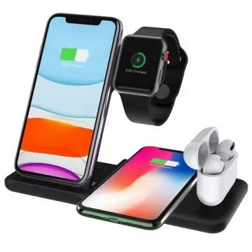 Draadloze laad dock 4 in 1 2x telefoon - 1x Apple Watch - 1x AirPods bij Mobile Supplies