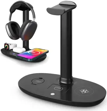 Draadloze Oplader 15W Smartphone/Watch/Oortjes met Headset Standaard bij GSMpunt