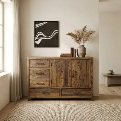 Dressoir Brent 120cm Oud hout bij Mokana Meubelen