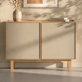 Dressoir hout met stoffen deuren bij LUMZ