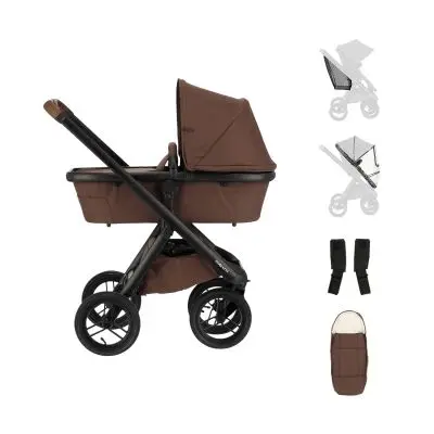 Dubatti One E6 2-in-1 Kinderwagen Black/Dark Brown - Walnut Brown bij Baby-Dump