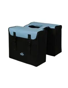 Dubbele fietstas Greenlands 34 liter 37 x 33 x 14cm (2x) - zwart / lichtblauw bij Fietsonderdeel.com