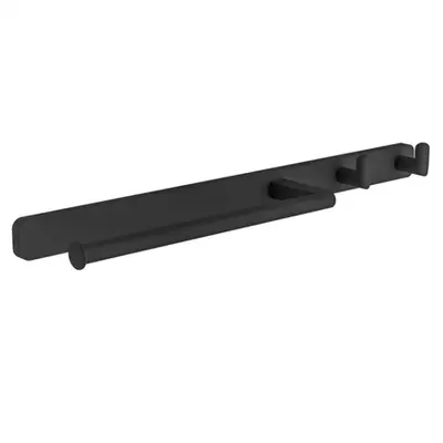 Eastbrook Asti messing handdoekbeugel en dubbele haak zwart mat bij Sanitairkamer