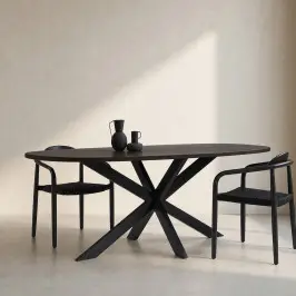 Eettafel bruin hout met spinpoot bij LUMZ