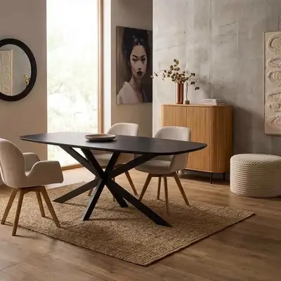 Eettafel Elegance Black | 200 cm | Deens ovaal bij Mokana Meubelen