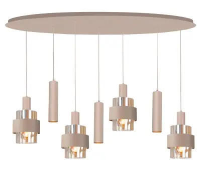 Eettafel hanglamp Marrone 7L - ovaal - zand bij Lampentotaal