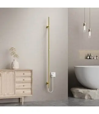 Elektrische Staaf Handdoekradiator Rod Geborsteld Goud Enkel 60 Watt bij Sani4Comfort