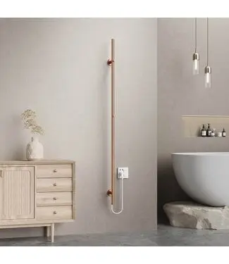 Elektrische Staaf Handdoekradiator Rod Geborsteld Koper Enkel 60 Watt bij Sani4Comfort