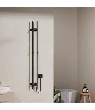 Elektrische Staaf Handdoekradiator Rod Mat Zwart Dubbel 120 Watt bij Sani4Comfort