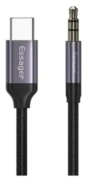 Essager USB-C naar 3.5mm Jack Aux Kabel DAC Connector 1 meter Grijs bij GSMpunt