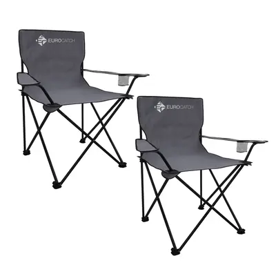 Eurocatch 2 Stuks Campingstoel - Opvouwbare Stoel - Vouwstoel -Strandstoel - Grijs incl. Tas bij Raven Hengelsport