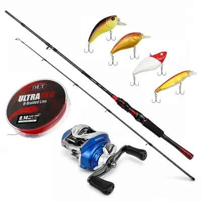 Eurocatch Baitcaster set 1.80m - incl. 200m Gevlochten lijn - Molen + Hengel + Lijn bij Raven Hengelsport