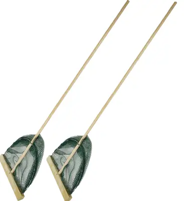 Eurocatch Garnalennet XL - 2 Stuks - 40cm Breed -Houten steel 130cm lang - Slootnet - Visnet - Samen Garnalenvissen bij Raven Hengelsport