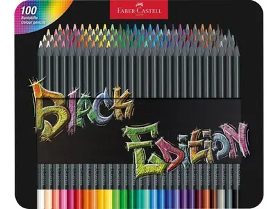 Faber-Castell Black Edition blik kleurpotloden - 100 stuks bij Pipoos