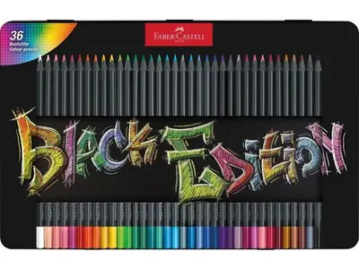 Faber-Castell Black Edition blik kleurpotloden - 36 stuks bij Pipoos