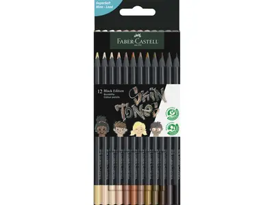 Faber-Castell Black Edition kleurpotloden - 12 stuks - huidskleuren bij Pipoos