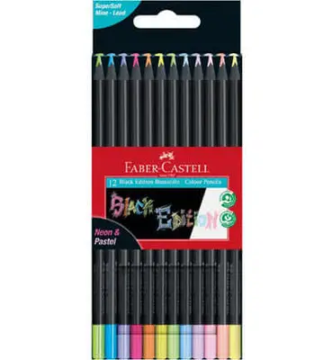 Faber Castell Black Edition – Neon + Pastel Kleurpotloden (12 st.) bij Online-Schilderij